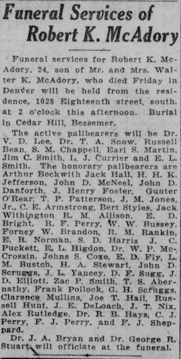 Robert K. McAdory obituary